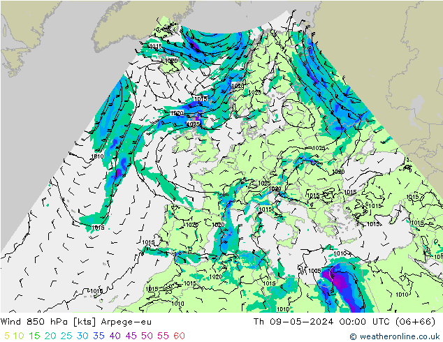 Rüzgar 850 hPa Arpege-eu Per 09.05.2024 00 UTC