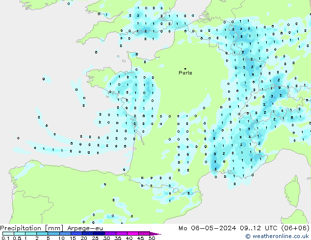 Precipitation Arpege-eu Mo 06.05.2024 12 UTC