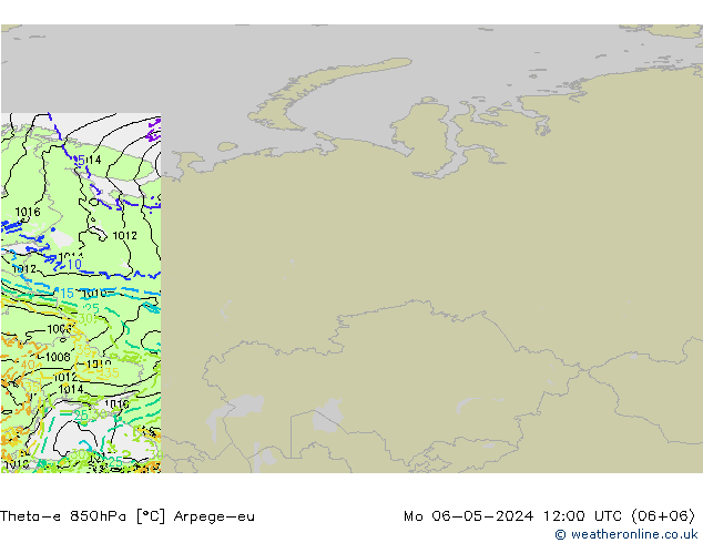 Theta-e 850hPa Arpege-eu  06.05.2024 12 UTC