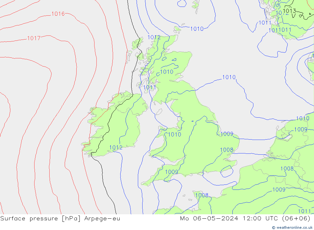 pressão do solo Arpege-eu Seg 06.05.2024 12 UTC