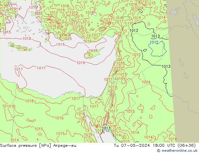 pressão do solo Arpege-eu Ter 07.05.2024 18 UTC