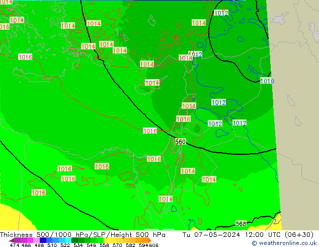 Schichtdicke 500-1000 hPa Arpege-eu Di 07.05.2024 12 UTC