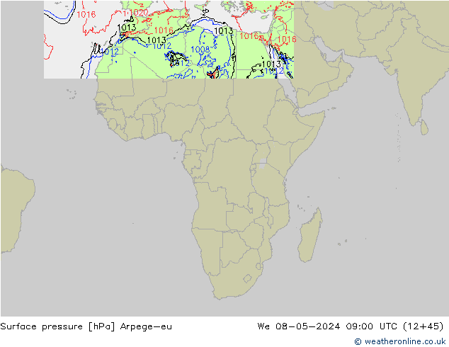 Luchtdruk (Grond) Arpege-eu wo 08.05.2024 09 UTC