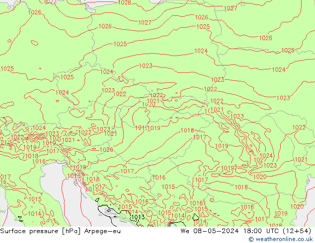 Surface pressure Arpege-eu We 08.05.2024 18 UTC