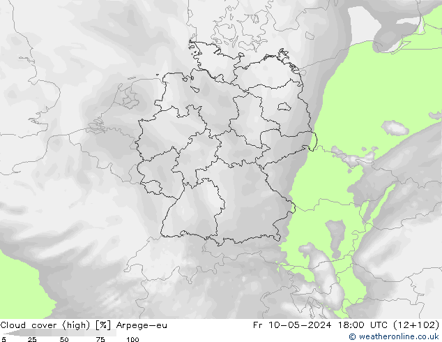 Wolken (hohe) Arpege-eu Fr 10.05.2024 18 UTC