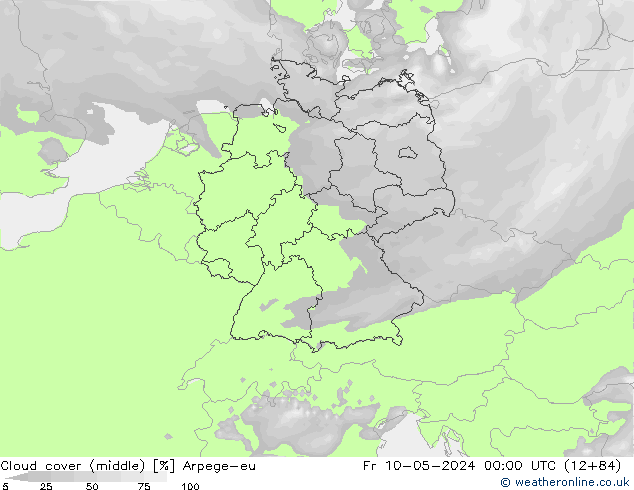 Wolken (mittel) Arpege-eu Fr 10.05.2024 00 UTC