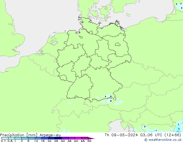 Precipitation Arpege-eu Th 09.05.2024 06 UTC