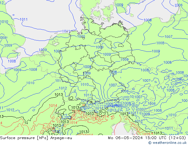 приземное давление Arpege-eu пн 06.05.2024 15 UTC