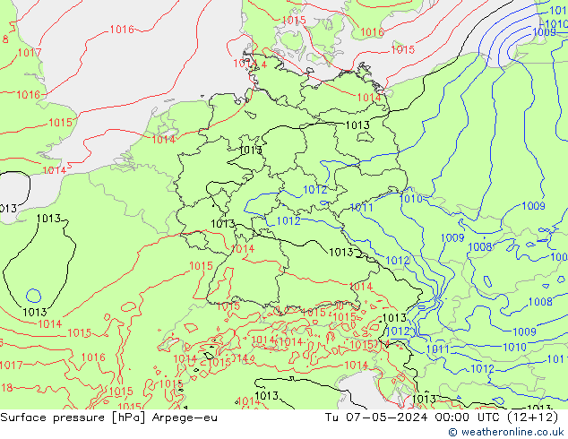 приземное давление Arpege-eu вт 07.05.2024 00 UTC