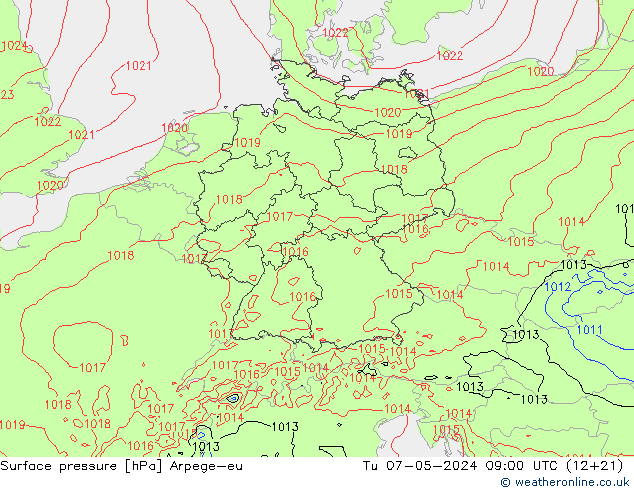 Bodendruck Arpege-eu Di 07.05.2024 09 UTC