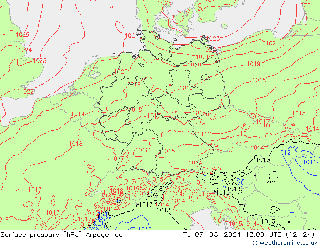 Yer basıncı Arpege-eu Sa 07.05.2024 12 UTC