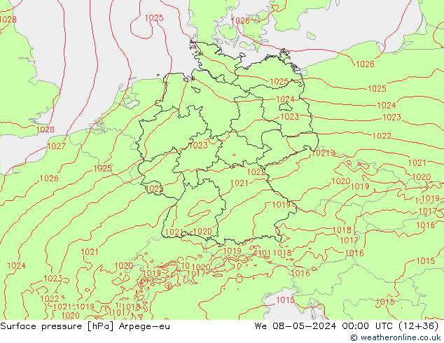 Surface pressure Arpege-eu We 08.05.2024 00 UTC