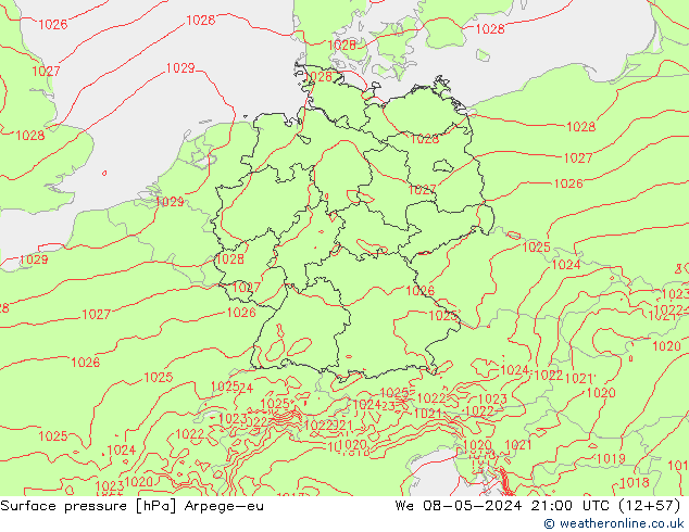 Bodendruck Arpege-eu Mi 08.05.2024 21 UTC