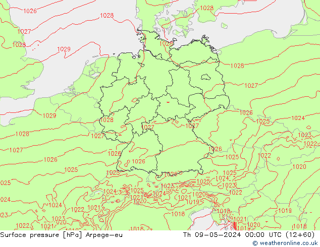 ciśnienie Arpege-eu czw. 09.05.2024 00 UTC