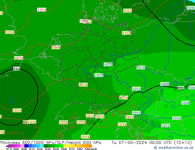 Thck 500-1000hPa Arpege-eu Tu 07.05.2024 00 UTC