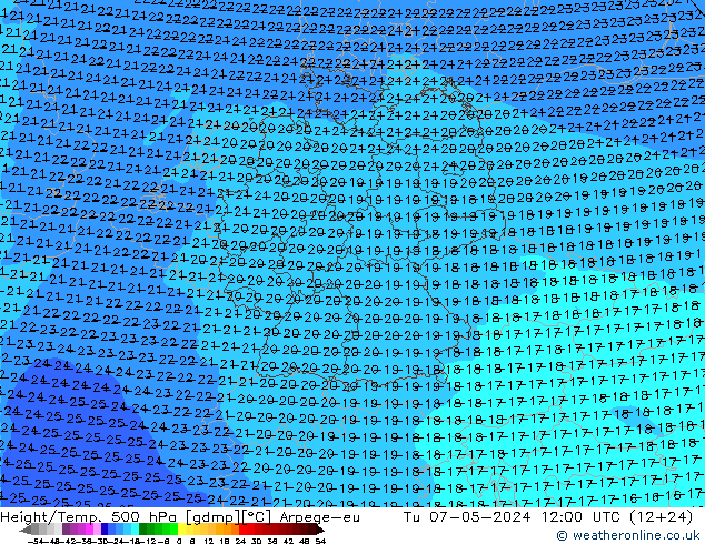 Yükseklik/Sıc. 500 hPa Arpege-eu Sa 07.05.2024 12 UTC