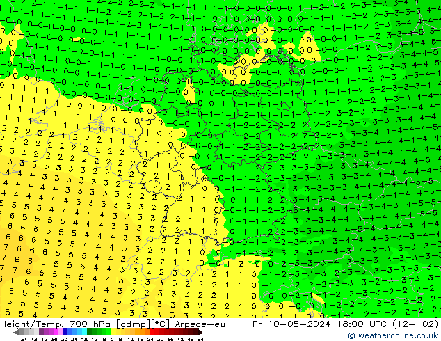 Height/Temp. 700 hPa Arpege-eu  10.05.2024 18 UTC