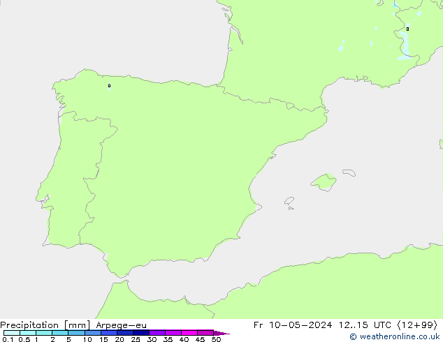Precipitazione Arpege-eu ven 10.05.2024 15 UTC