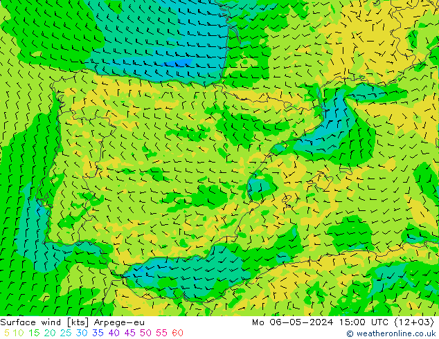 Surface wind Arpege-eu Mo 06.05.2024 15 UTC