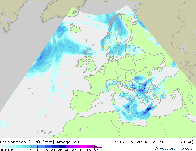 Precipitation (12h) Arpege-eu Fr 10.05.2024 00 UTC