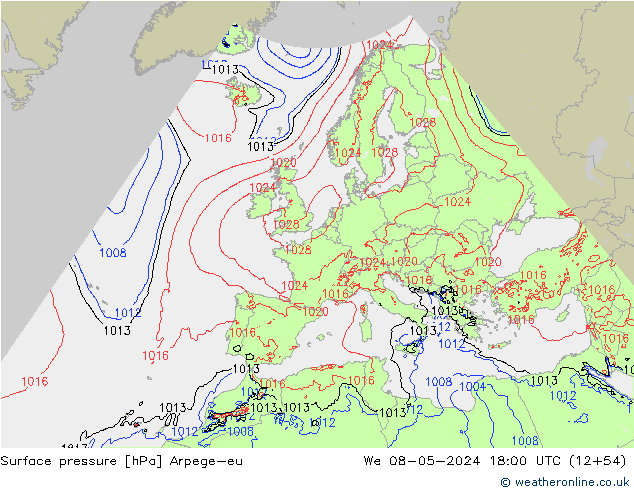 Bodendruck Arpege-eu Mi 08.05.2024 18 UTC