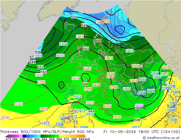 Thck 500-1000hPa Arpege-eu Fr 10.05.2024 18 UTC