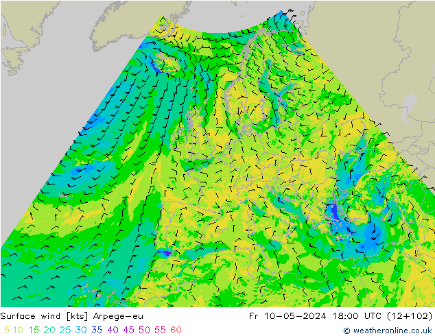 Bodenwind Arpege-eu Fr 10.05.2024 18 UTC