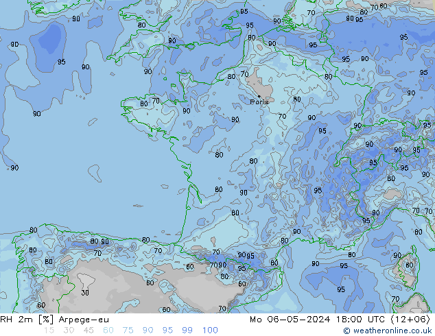 RH 2m Arpege-eu  06.05.2024 18 UTC