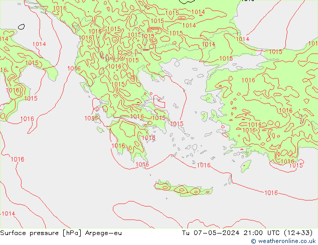 приземное давление Arpege-eu вт 07.05.2024 21 UTC