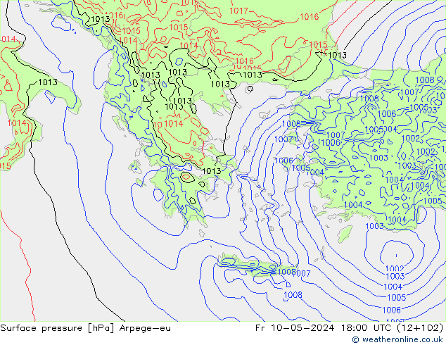 приземное давление Arpege-eu пт 10.05.2024 18 UTC