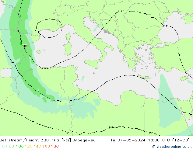 Prąd strumieniowy Arpege-eu wto. 07.05.2024 18 UTC