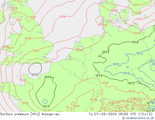 pressão do solo Arpege-eu Ter 07.05.2024 00 UTC