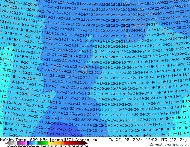 Hoogte/Temp. 500 hPa Arpege-eu di 07.05.2024 12 UTC