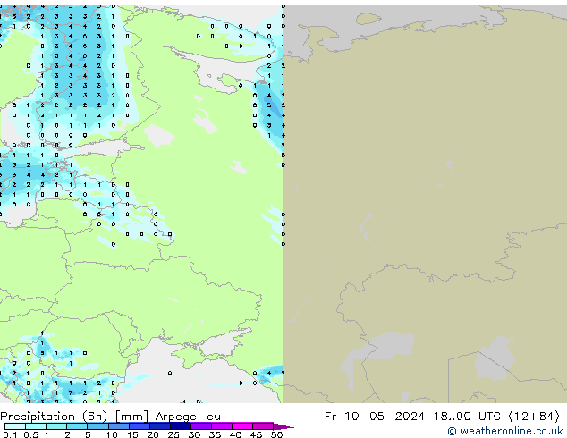 Precipitazione (6h) Arpege-eu ven 10.05.2024 00 UTC