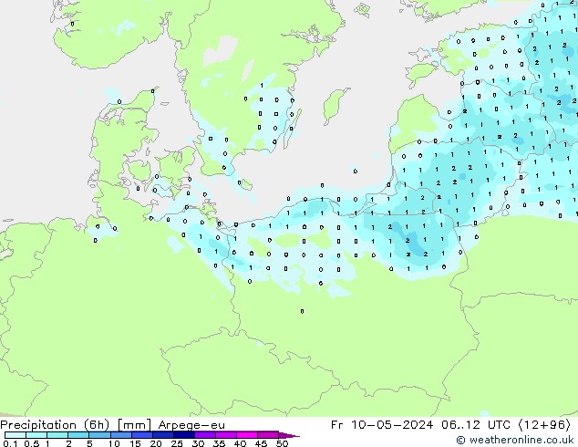 Precipitation (6h) Arpege-eu Fr 10.05.2024 12 UTC