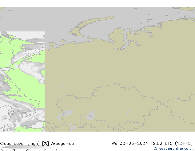 vysoký oblak Arpege-eu St 08.05.2024 12 UTC