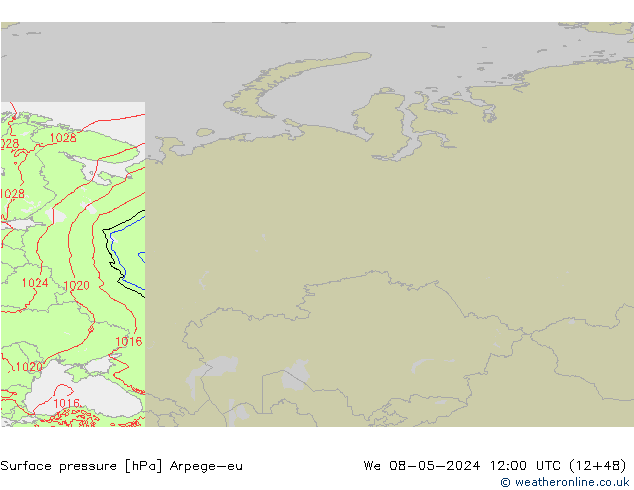 Presión superficial Arpege-eu mié 08.05.2024 12 UTC