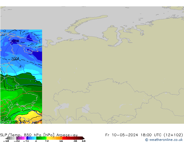 SLP/Temp. 850 hPa Arpege-eu Fr 10.05.2024 18 UTC