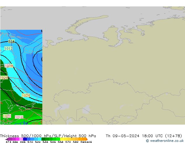 Dikte 500-1000hPa Arpege-eu do 09.05.2024 18 UTC