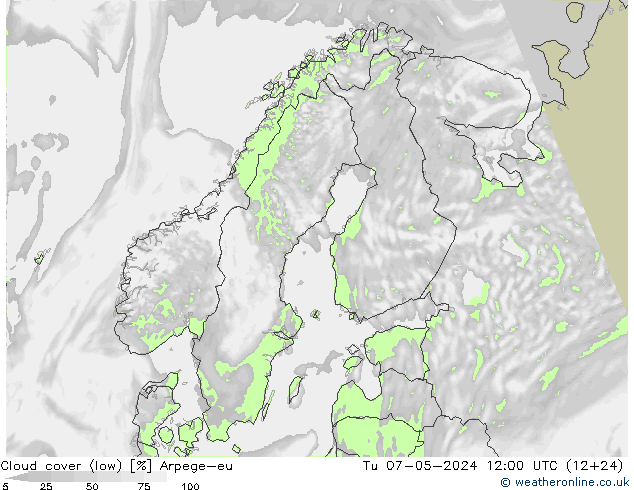 Bulutlar (düşük) Arpege-eu Sa 07.05.2024 12 UTC
