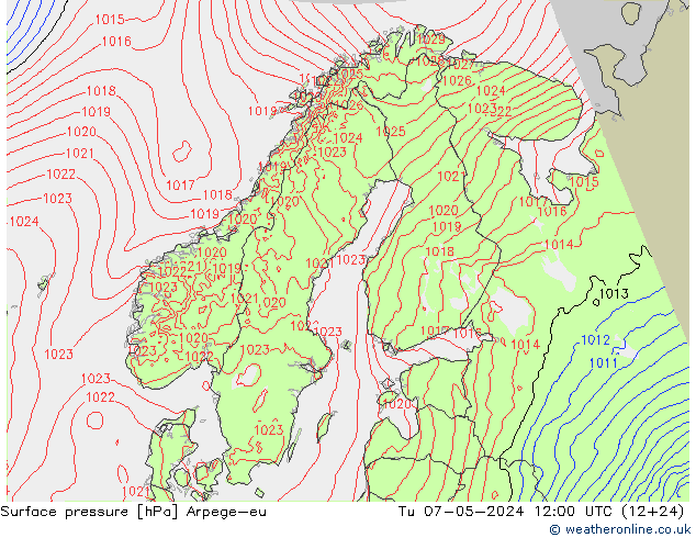 Luchtdruk (Grond) Arpege-eu di 07.05.2024 12 UTC