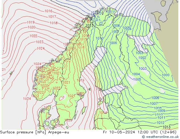 Surface pressure Arpege-eu Fr 10.05.2024 12 UTC