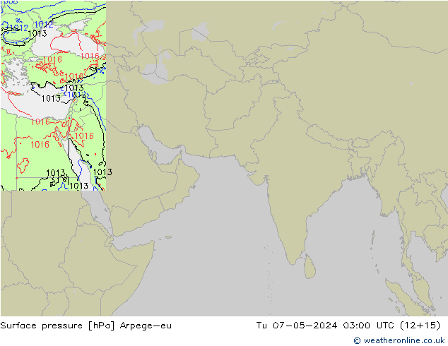 Surface pressure Arpege-eu Tu 07.05.2024 03 UTC
