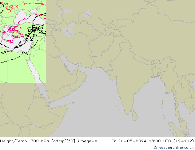 Height/Temp. 700 hPa Arpege-eu Fr 10.05.2024 18 UTC