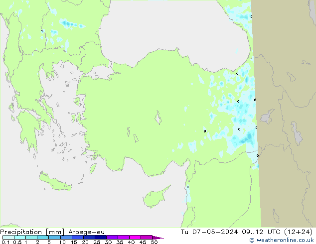 Niederschlag Arpege-eu Di 07.05.2024 12 UTC