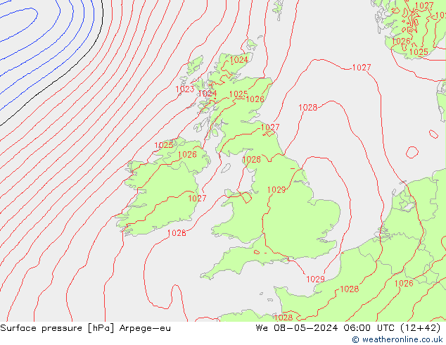 Luchtdruk (Grond) Arpege-eu wo 08.05.2024 06 UTC