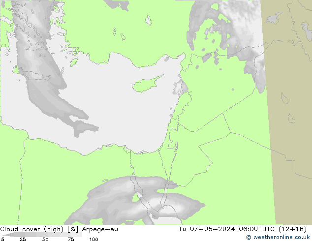 zachmurzenie (wysokie) Arpege-eu wto. 07.05.2024 06 UTC