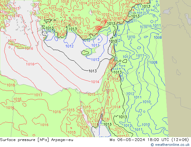 Atmosférický tlak Arpege-eu Po 06.05.2024 18 UTC