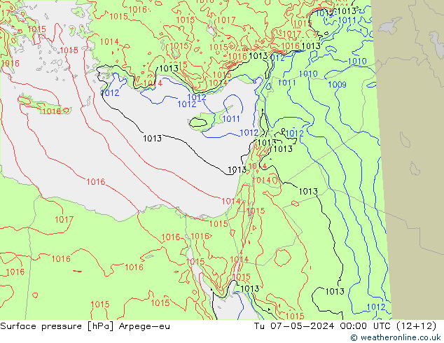 Presión superficial Arpege-eu mar 07.05.2024 00 UTC