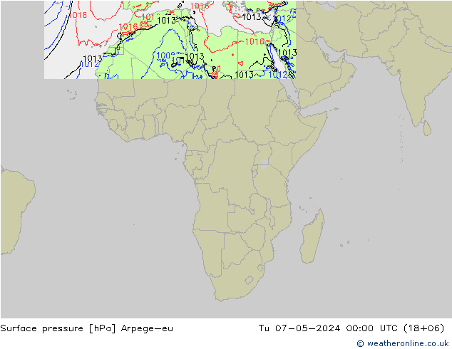 приземное давление Arpege-eu вт 07.05.2024 00 UTC